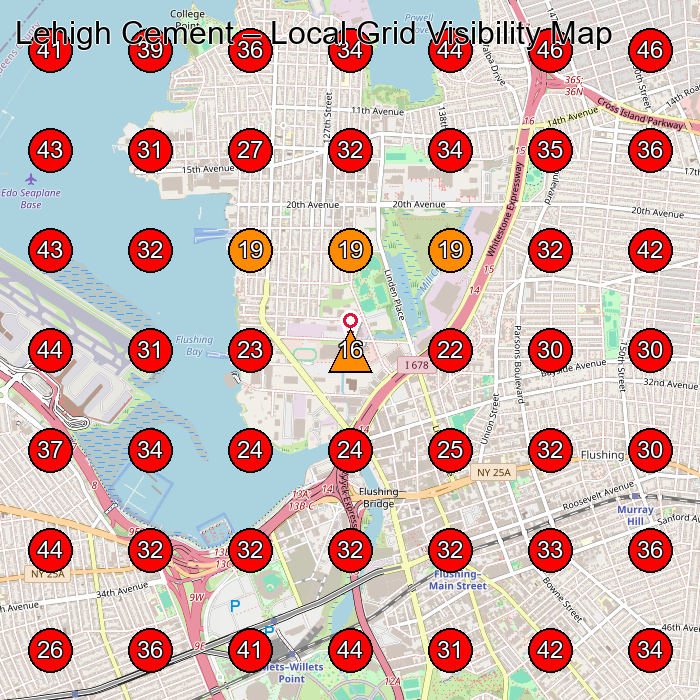 Lehigh Cement GeoGrid visibility map for Empresa De Construccia³N in Corona
